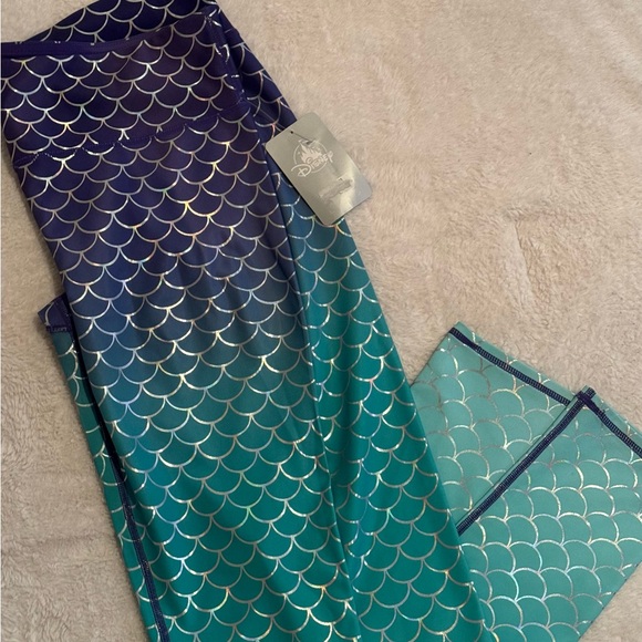 Disney Blue and Green Mermaid Scale Leggings - Picture 1 of 2